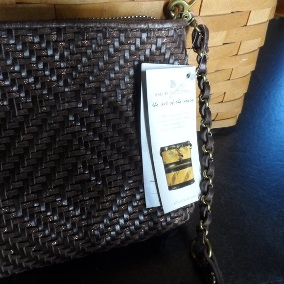 NWT Elliott Lucca Brown Weaved Crossbody - Picture 7 of 10